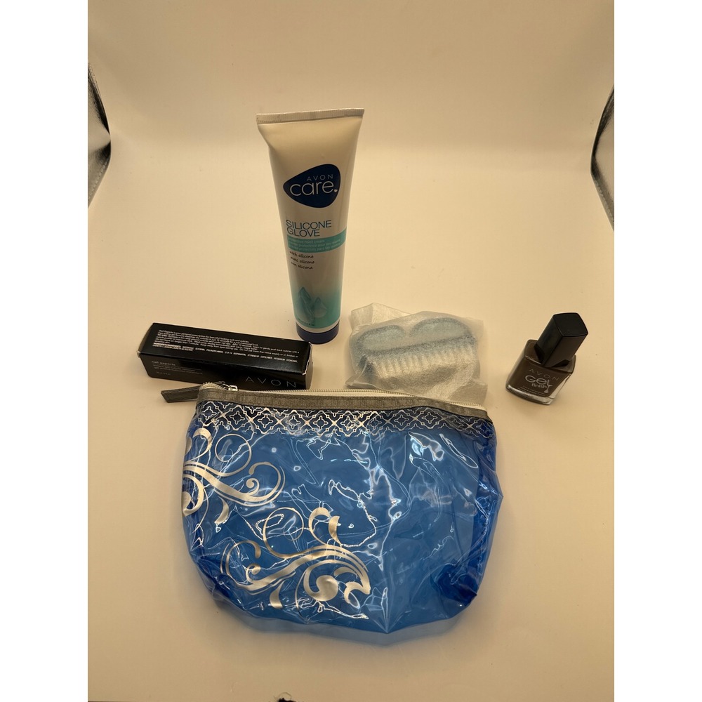Avon Nail Care Bundle Silicone Glove Hand Cream Cuticle Remover Gel Polish Bag